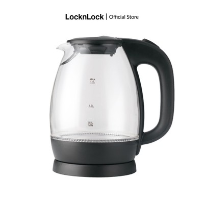 Ấm đun siêu tốc thủy tinh Lock&Lock Electric Kettle 1.7L - Màu đen, có lưới lọc EJK432