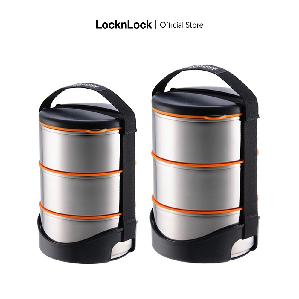 [HẾT HÀNG] Bộ hộp cơm 3 tầng bằng thép không gỉ Lock&Lock 3 tire stainless lunch box size S,M
