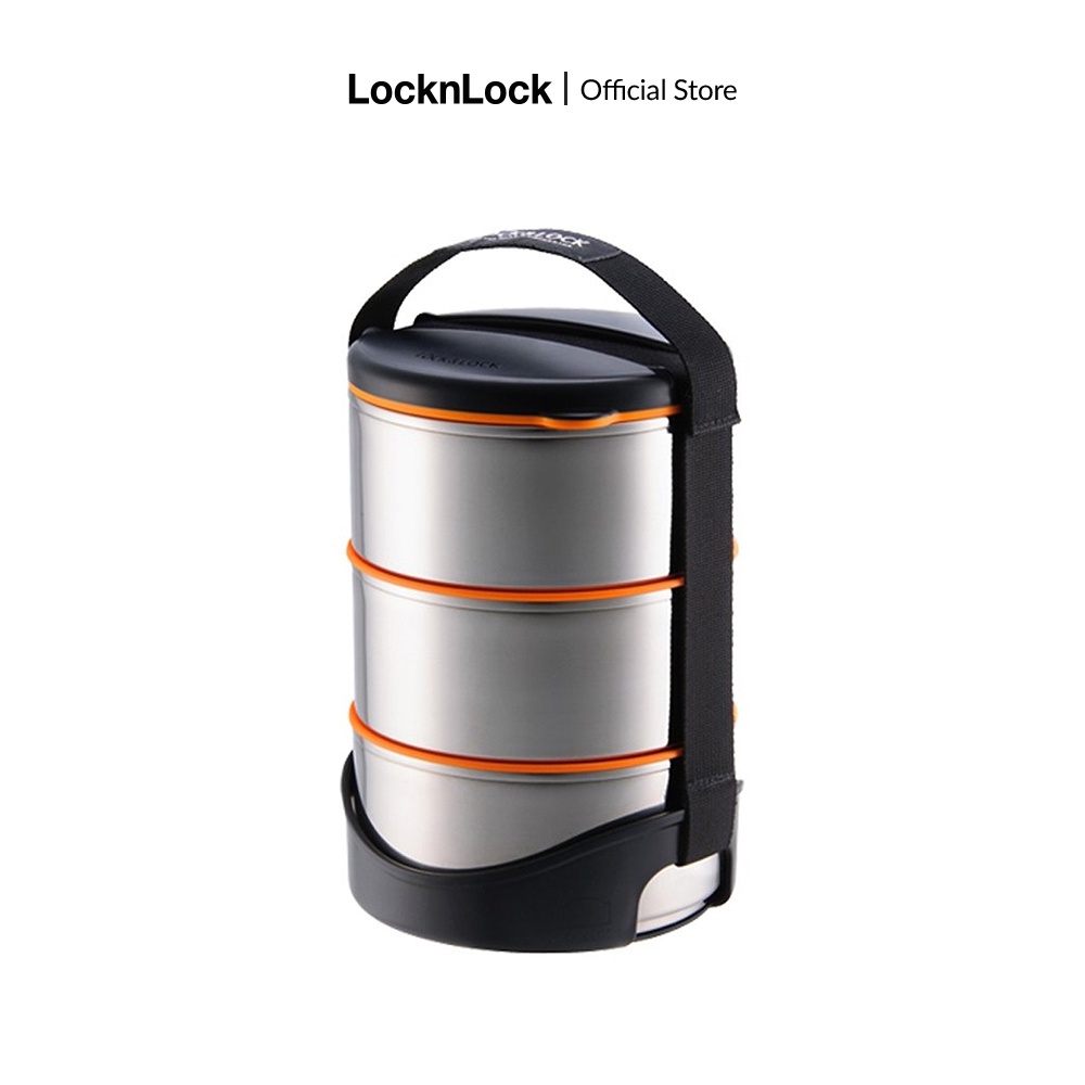 [HẾT HÀNG] Bộ hộp cơm 3 tầng bằng thép không gỉ Lock&Lock 3 tire stainless lunch box size S,M