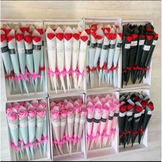 Bó 1 bông hoa sáp siêu dễ thương bó ốc quế nơ tặng sự kiện