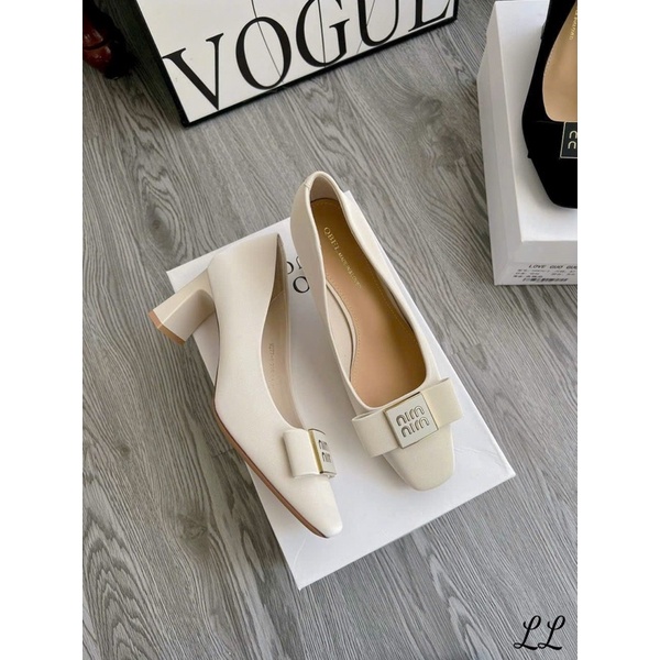 Giày gót vuông cong 5cm công sở cao cấp Qbeyral