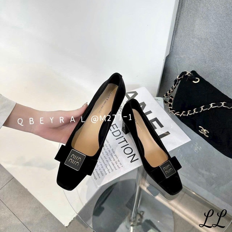 Giày gót vuông cong 5cm công sở cao cấp Qbeyral