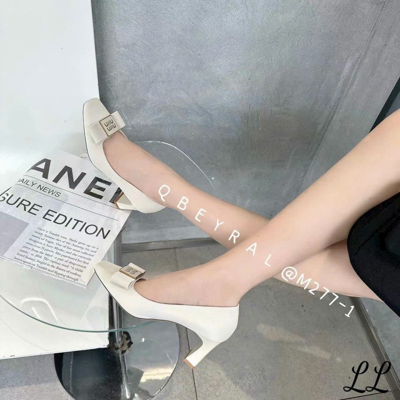 Giày gót vuông cong 5cm công sở cao cấp Qbeyral