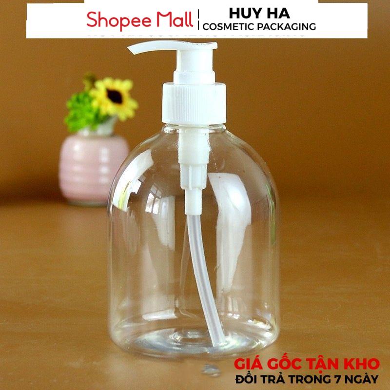 Chai Xịt Vòi Nhấn HUY HA COSMETIC PACKAGING Nhựa Pet Vòi Nhấn Sữa Tắm 500ml Trong Béo Lùn Chiết Mỹ Phẩm . Top Rẻ