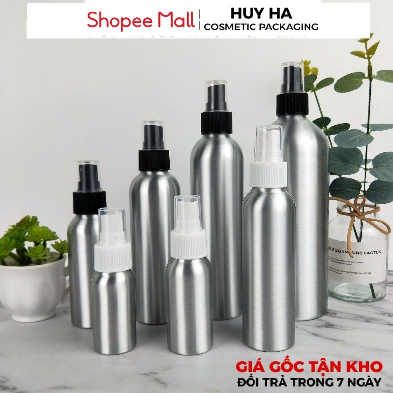 Chai Xịt Phun Sương HUY HA COSMETIC PACKAGING Thân Nhôm 30ml,50ml,100ml Chiết Mỹ Phẩm, Đựng Dung Dịch .