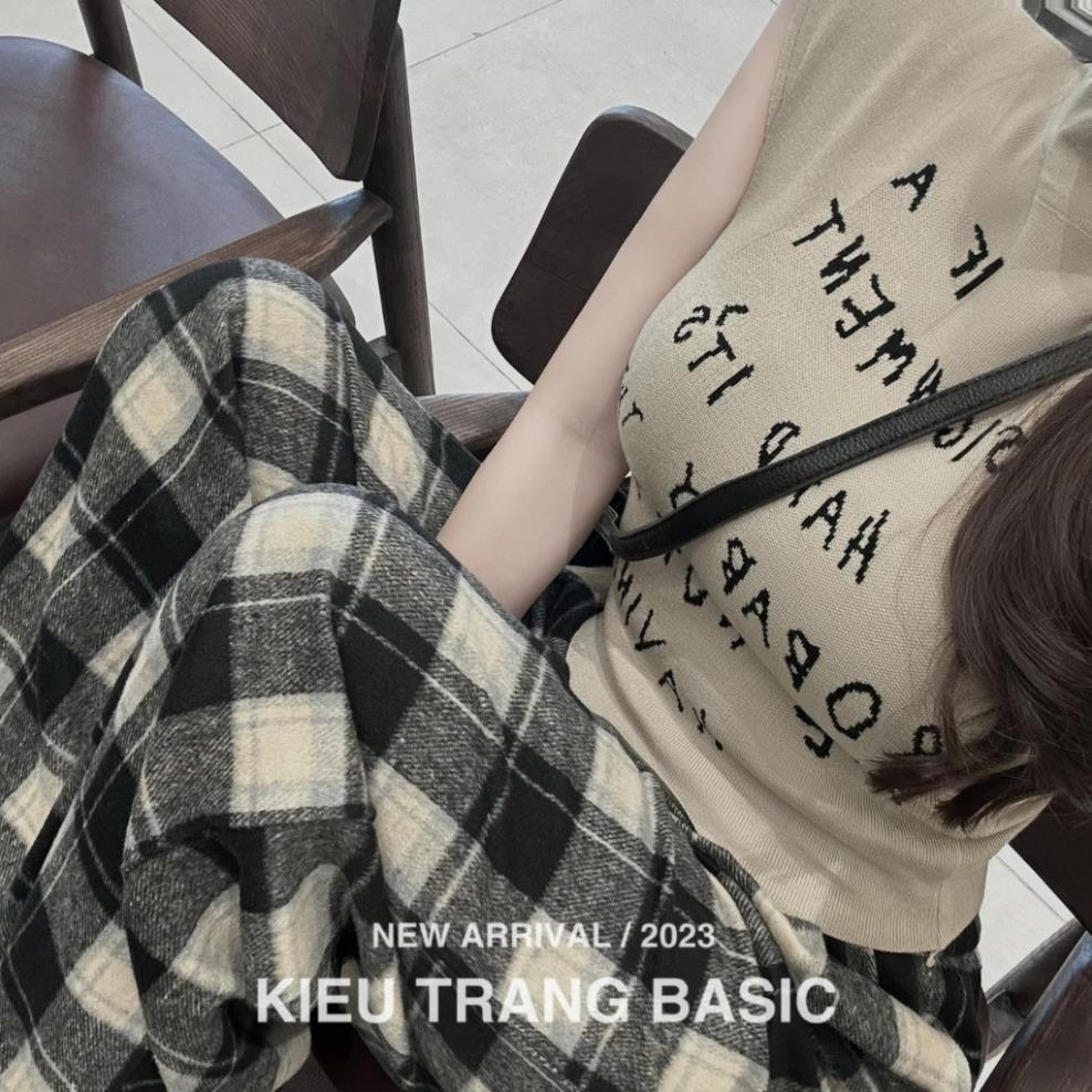 Set Áo Kem Chữ Sát Nách + Quần Caro Suông C2SG.VN