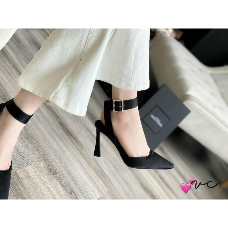 Cao gót quai đá vuông hở gót fullbox Y.S.L cao cấp