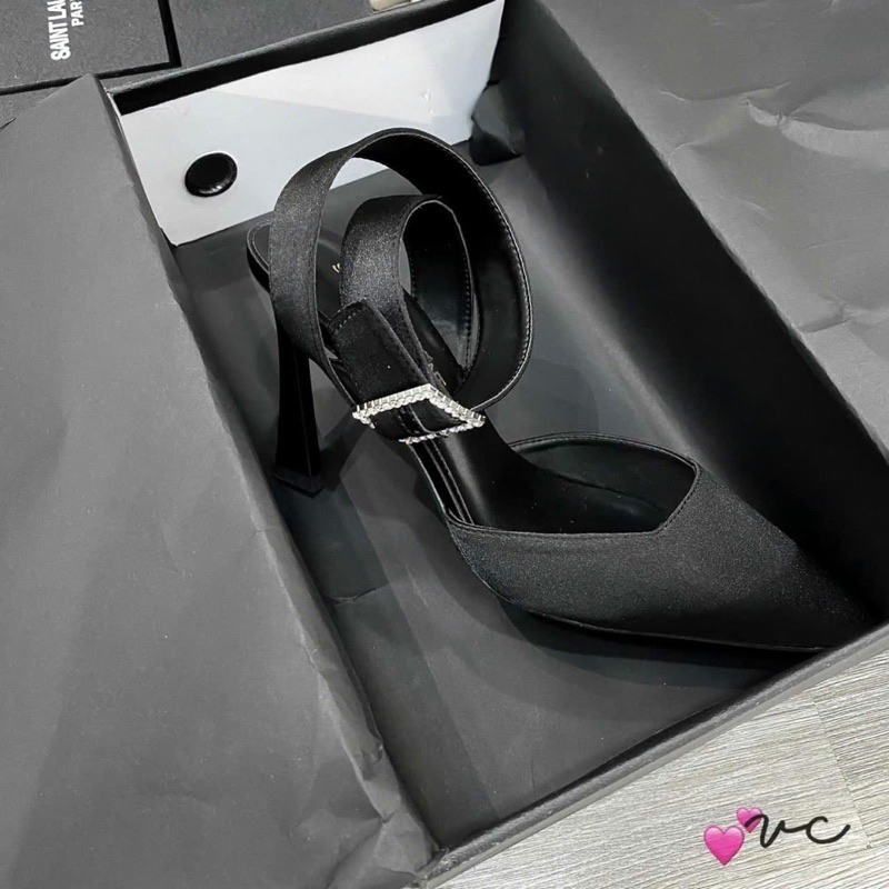 Cao gót quai đá vuông hở gót fullbox Y.S.L cao cấp