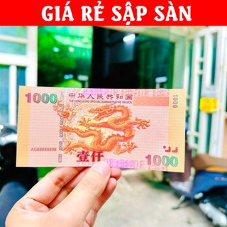 Tờ Tiền Con Rồng Hongkong Hồng kông 1000 Lưu Niệm - Phong Thuỷ May Mắn - Có Chỉ Bảo An