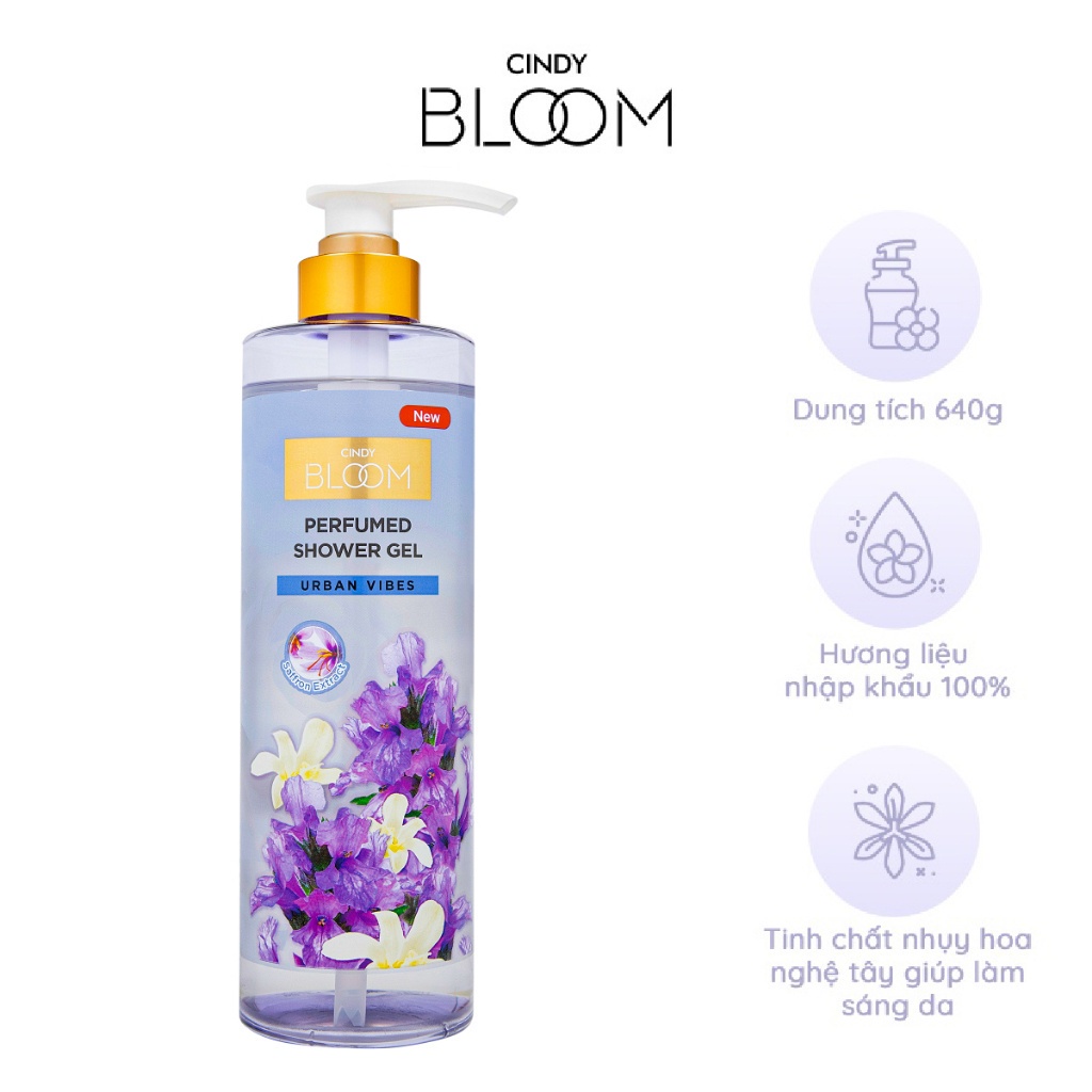 Combo Sữa tắm + Lăn khử mùi Cindy Bloom Urban Vibes hương tự tin cuốn hút 640g + 50ml