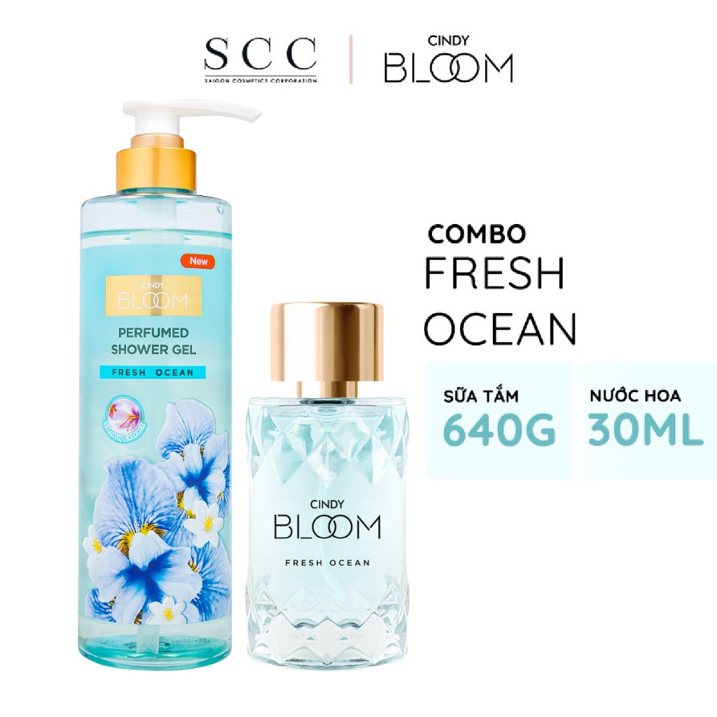 Combo Sữa tắm nước hoa 640g + Nước hoa Cindy Bloom 30ml Fresh Ocean hương năng động trẻ