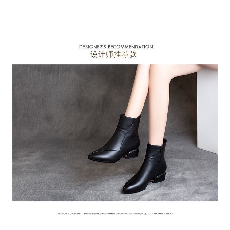 Giày Bốt martin Cao Gót Mũi Nhọn Lót Lông Cừu Thời Trang Mùa Đông 2022 Mới Cho Nữ