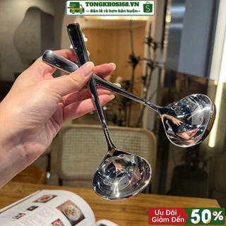 Muôi / Vá Múc Canh Inox 304 Mạ Vàng, Bạc Bóng Loáng Dày Dặn Bền Đẹp 20.5cm - Tongkhosi68.VN