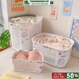Giỏ đựng quần áo, sọt đựng quần áo đa năng, kết hợp giỏ nhỏ đựng đồ lót, có quai xách nhựa PP cứng cáp thiết kế hiện đại