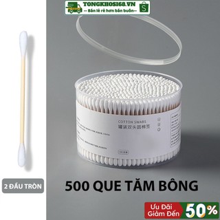 Hộp 500 tăm bông ngoáy tai thân gỗ tre mềm mại thân thiện với môi trường - Tongkhosi68.VN