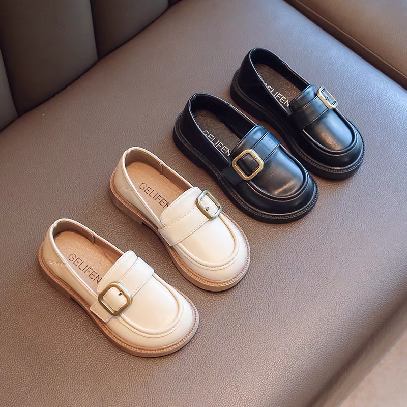 BBW2665 - Giày Loafer tag đồng 2 màu đen / kem size 26 - 36