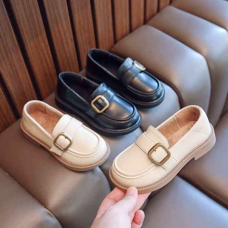 BBW2665 - Giày Loafer tag đồng 2 màu đen / kem size 26 - 36