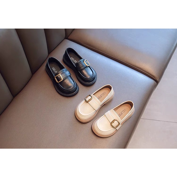 BBW2665 - Giày Loafer tag đồng 2 màu đen / kem size 26 - 36