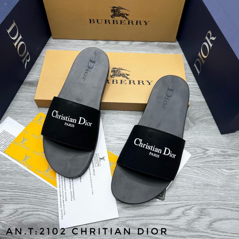 DÉP NAM D.I.O.R QUAI NGANG DA BÒ 100% CAO CẤP CHỮ TRẮNG FULL BILL BOX