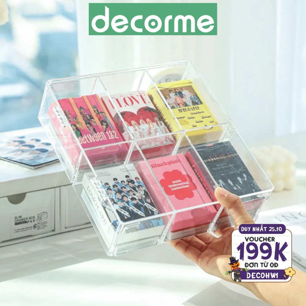 Khay đựng card, đồ dùng bằng nhựa nhiều ngăn đa năng, phụ kiện thời trang Decorme