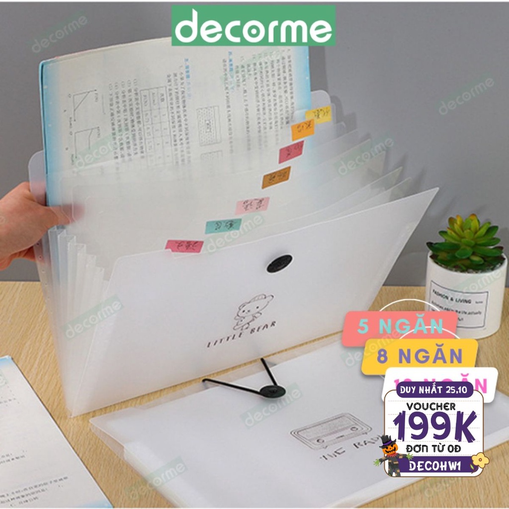 Túi đựng tài liệu DecorMe tệp đựng tài liệu nhiều ngăn kẹp file túi đựng tài liệu A4 phụ kiện văn phòng phẩm Lucky