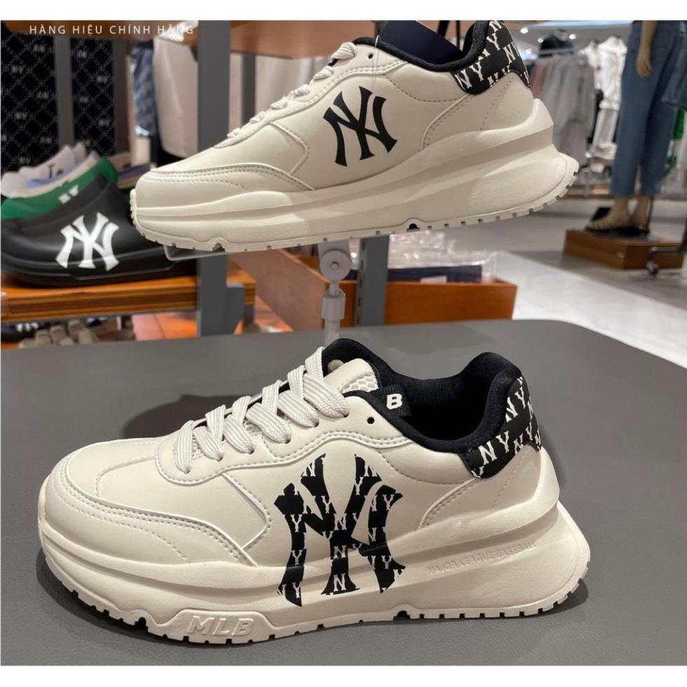 Giày mlb chunky NY đen thấp cổ, Giày mlb độn đế 5cm hách dáng đế nâu mới hàng 11 full size