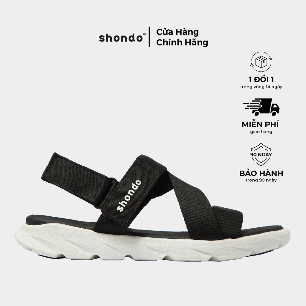 Giày Sandals SHONDO F6 Sport Quai Đen Đế Trắng F6S003