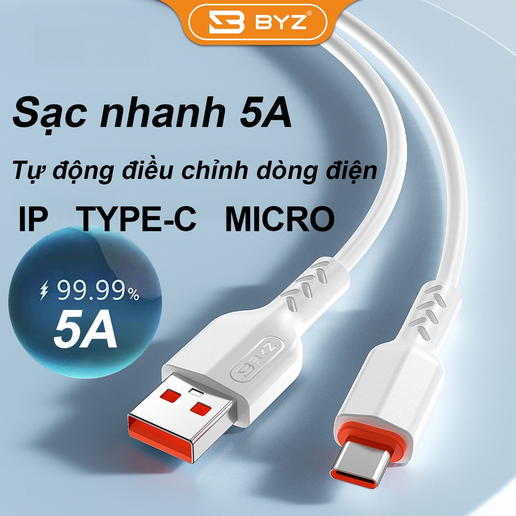 Cáp sạc nhanh BYZ BC-151 5A dài 1m bằng TPE mềm thông dụng