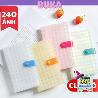 Sổ đựng card Buka sổ đựng lomo card collect book đựng ảnh album ảnh 240 ô 60*90mm caro cúc bấm đựng card ảnh thần tượng