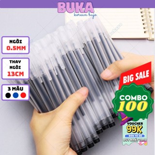 Bút gel Buka bút gel đen resun bút bi nước đen xanh đỏ mực khô nhanh ngòi 0,5mm combo 20-100 chiếc