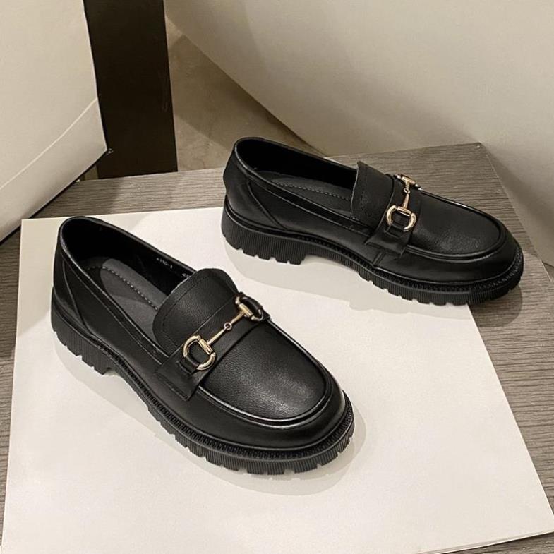 Giầy búp bê nữ da mềm quai xích đôn đế cao 4cm, giày nữ đi học ULZZANG SHOES phong cách hàn quốc