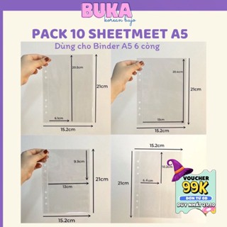 Sheet Meet chứa ảnh Buka nhiều kích thước trong suốt A5 6 lỗ (CHƯA KÈM BÌA) đựng card, banner, strip cho binder