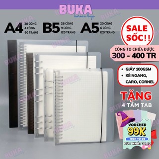 Sổ còng BuKa bìa sổ còng A4 A5 B5 binder còng sắt combo sổ 4 9 6 20 26 30 còng làm sổ tay, sổ ghi chép, take notes