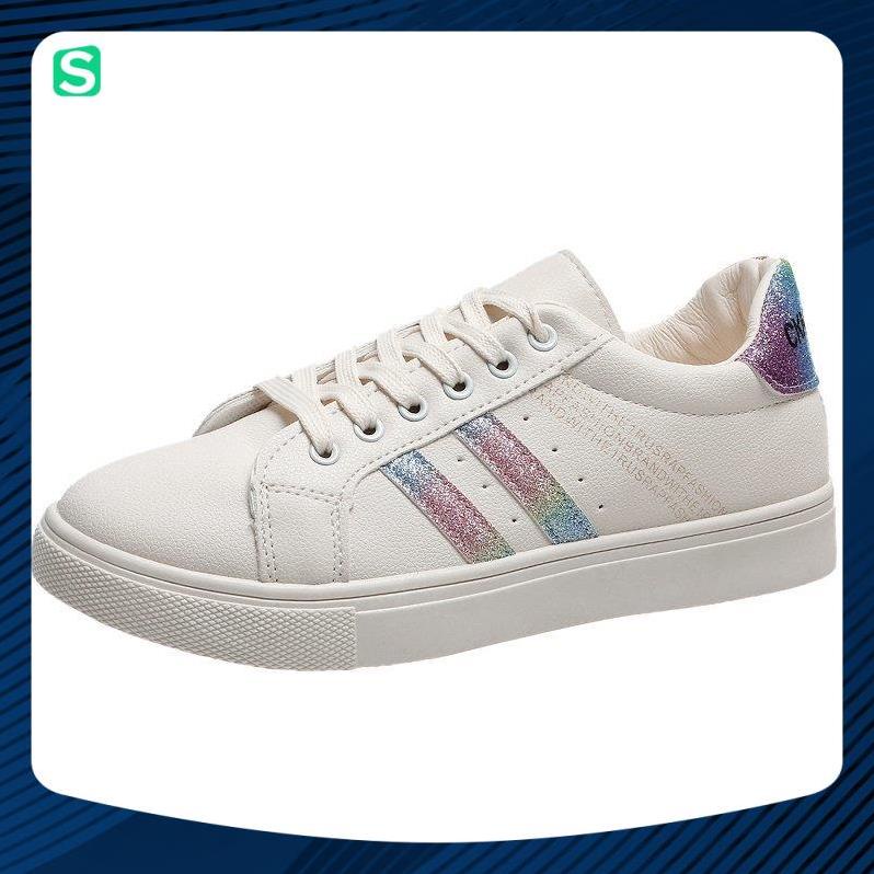 Giày thể thao nữ đế bằng màu trắng thời trang cho nữ năm 2023 Mã 8711