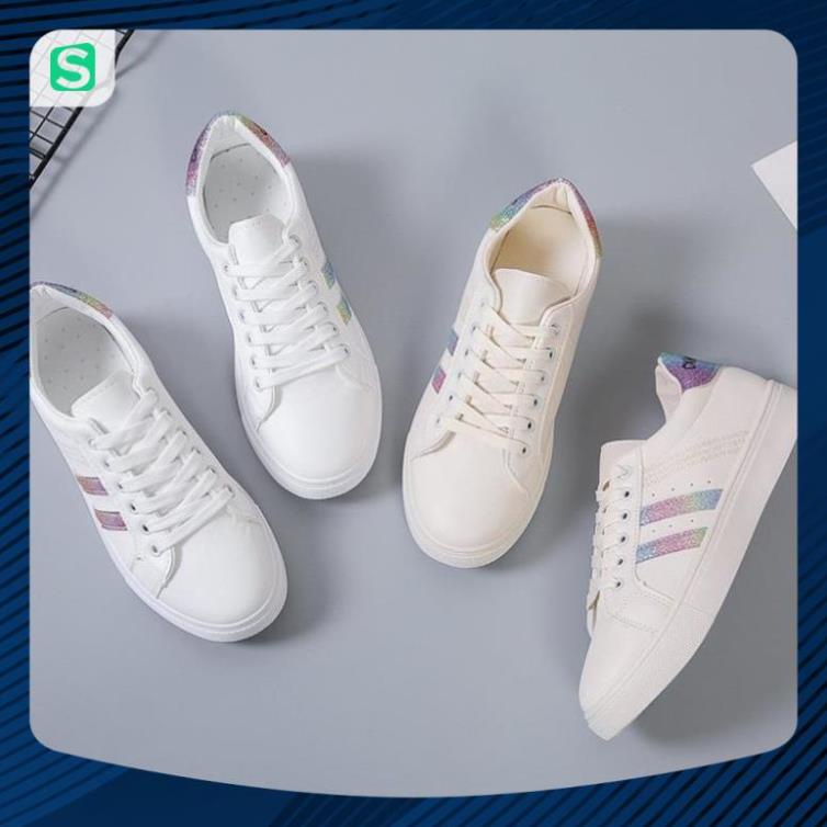 Giày thể thao nữ đế bằng màu trắng thời trang cho nữ năm 2023 Mã 8711