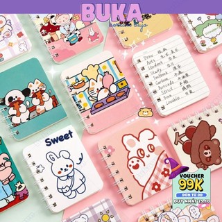 Sổ tay lò xo mini A7 bìa in hình dễ thương ghi chú công việc Bukavn