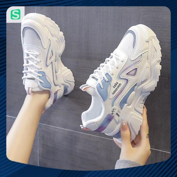 Giày Thể Thao Nữ Màu Trắng Đế Cao 5cm Kiểu Dáng Năng Động Trẻ Trung,Giày Nữ Mẫu Mới Êm Chân Thoáng Khí