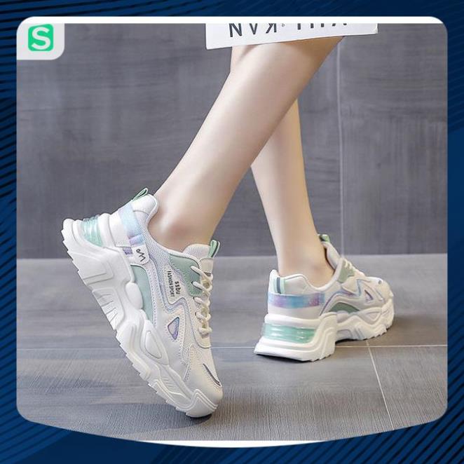 Giày Thể Thao Nữ Màu Trắng Đế Cao 5cm Kiểu Dáng Năng Động Trẻ Trung,Giày Nữ Mẫu Mới Êm Chân Thoáng Khí