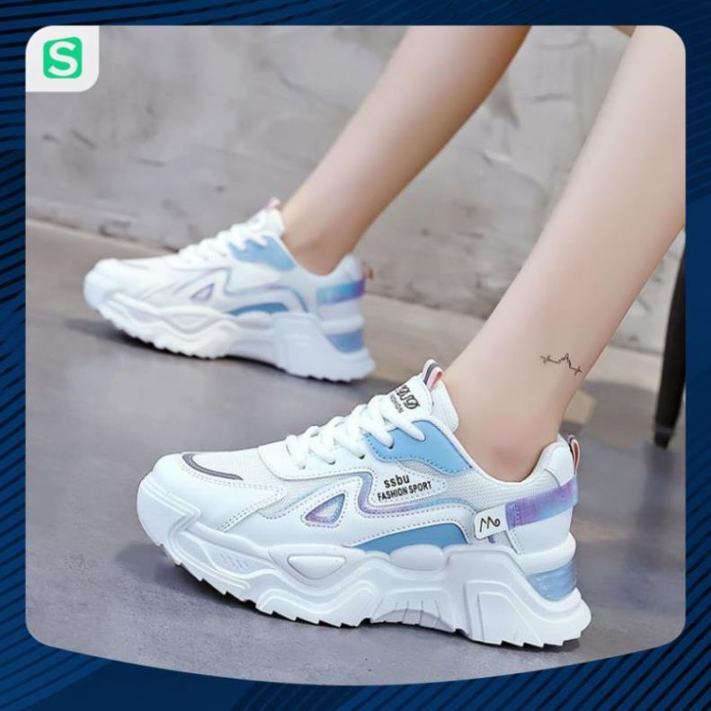 Giày Thể Thao Nữ Màu Trắng Đế Cao 5cm Kiểu Dáng Năng Động Trẻ Trung,Giày Nữ Mẫu Mới Êm Chân Thoáng Khí