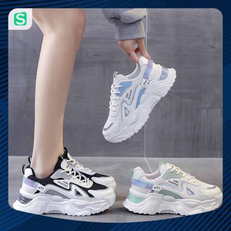 Giày Thể Thao Nữ Màu Trắng Đế Cao 5cm Kiểu Dáng Năng Động Trẻ Trung,Giày Nữ Mẫu Mới Êm Chân Thoáng Khí