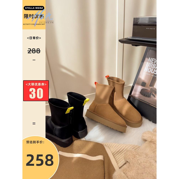 Giày Bốt Đi Tuyết Lót Lông Cừu Dày Dặn Phong Cách Mới 2023