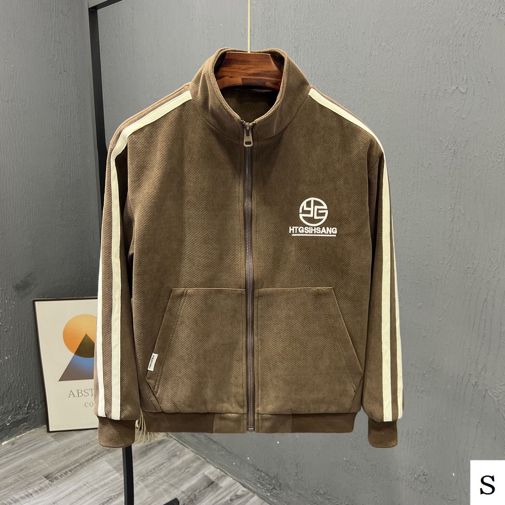 Áo Khoác Cổ Đứng Phối Màu Tương Phản Thời Trang Xuân Thu 2023 Cho Nam