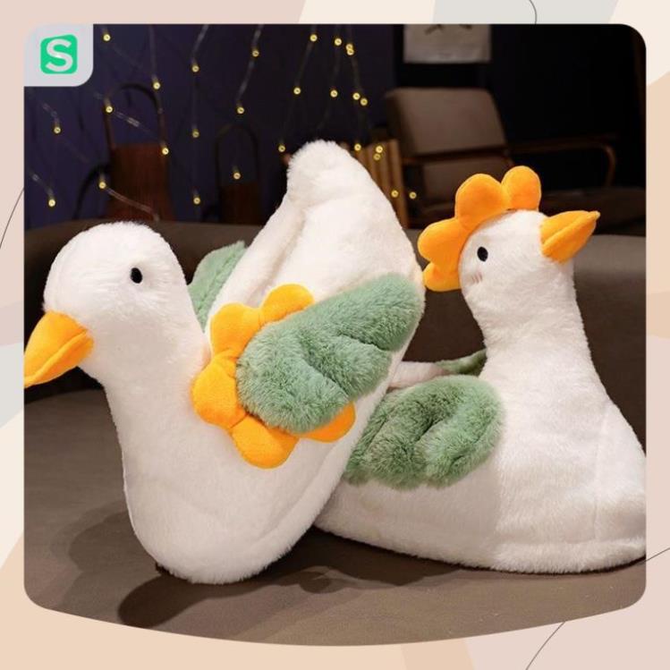 HOT HOT! Dép Bông Mang Trong Nhà Siêu Ấm Hình Chú Vịt Cute Dành Cho Nam Nữ 2022
