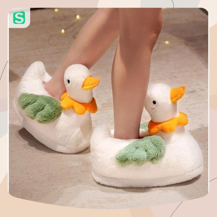 HOT HOT! Dép Bông Mang Trong Nhà Siêu Ấm Hình Chú Vịt Cute Dành Cho Nam Nữ 2022