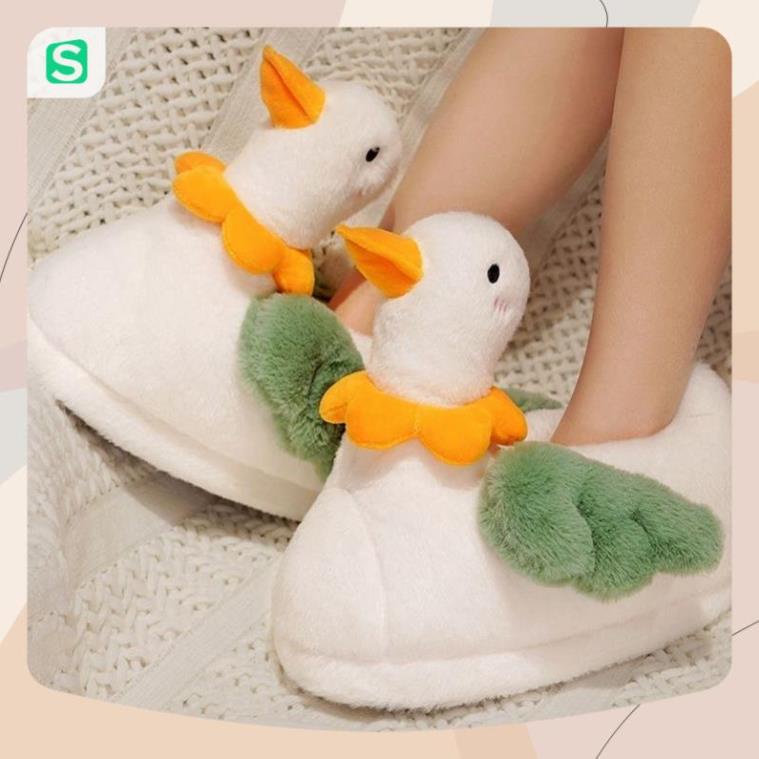 HOT HOT! Dép Bông Mang Trong Nhà Siêu Ấm Hình Chú Vịt Cute Dành Cho Nam Nữ 2022