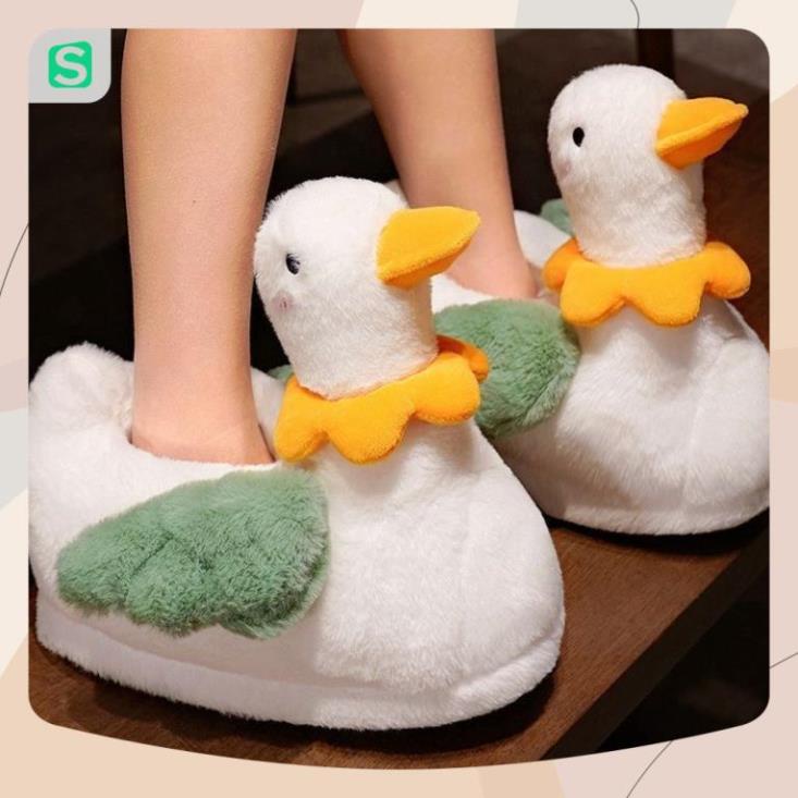 HOT HOT! Dép Bông Mang Trong Nhà Siêu Ấm Hình Chú Vịt Cute Dành Cho Nam Nữ 2022