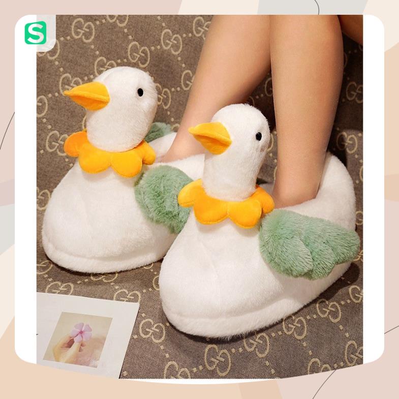HOT HOT! Dép Bông Mang Trong Nhà Siêu Ấm Hình Chú Vịt Cute Dành Cho Nam Nữ 2022