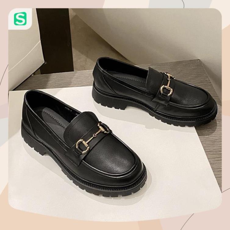 Giầy búp bê nữ da mềm quai xích đôn đế cao 4cm, giày nữ đi học ULZZANG SHOES phong cách hàn quốc