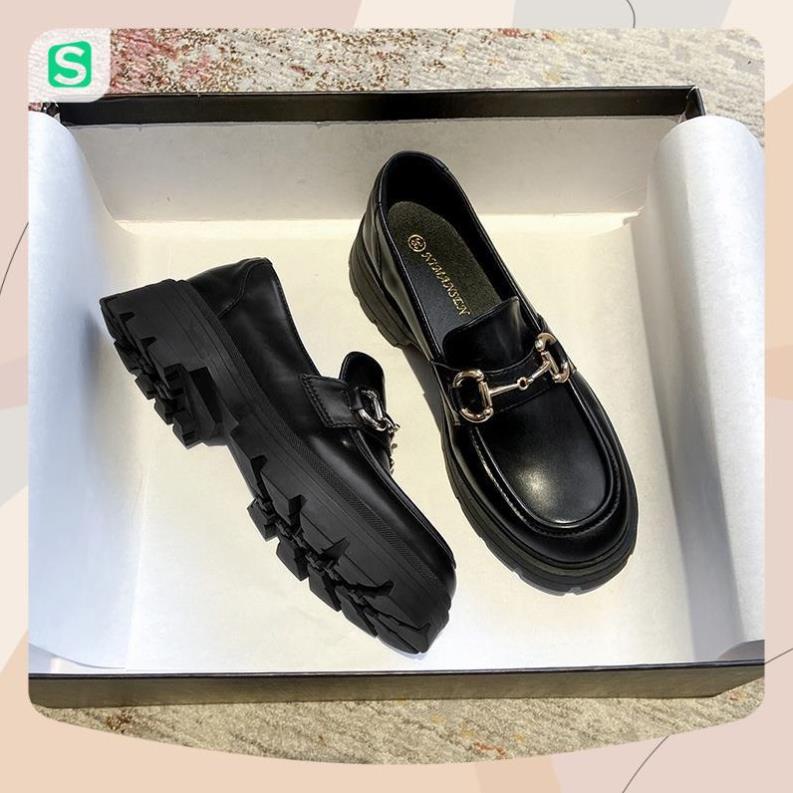Giầy búp bê nữ da mềm quai xích đôn đế cao 4cm, giày nữ đi học ULZZANG SHOES phong cách hàn quốc