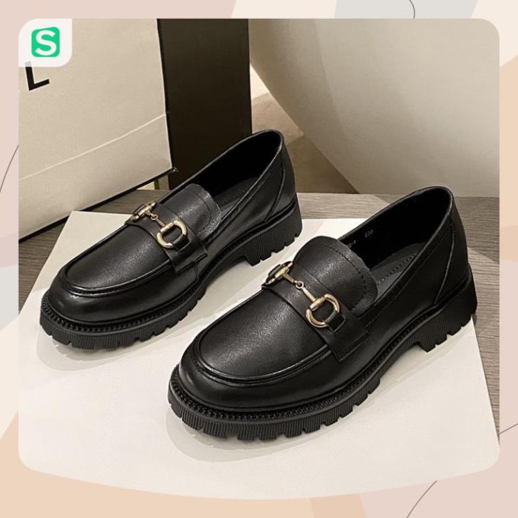 Giầy búp bê nữ da mềm quai xích đôn đế cao 4cm, giày nữ đi học ULZZANG SHOES phong cách hàn quốc